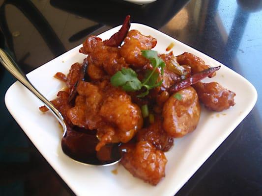 Orange Chicken - crispy outside, tender inside, and the just about right spicy tangerine sauce!