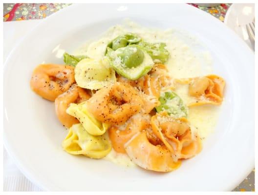 Pasta special of the day, tricolor tortellini in a cream sauce.