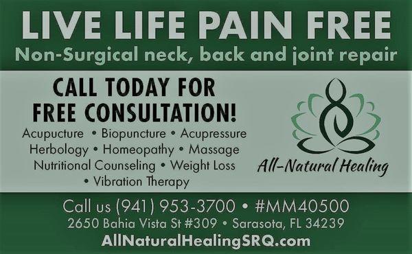 Alternative treatments for sciatica, arthritis, bulge & herniated disc, torn cartilage, meniscus, labrum, Rotator cuff, back, hip knee pain