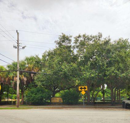 View from the street as you approach the park.