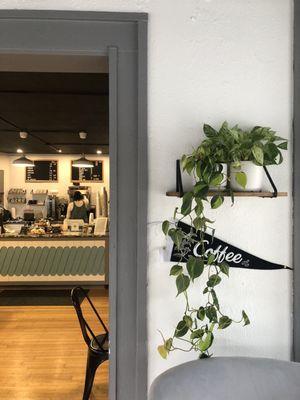 Porch view and coffee sign