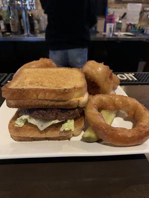 Double grill cheese burger.