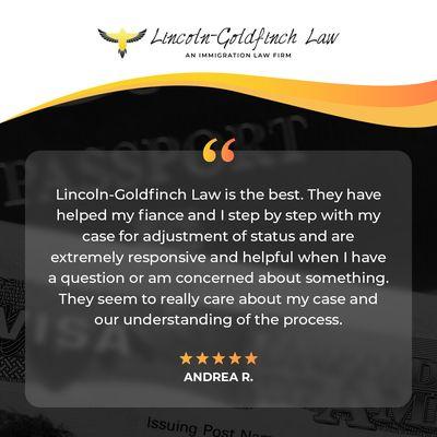 Lincoln Goldfinch Law Client Testimonial From Andrea R.