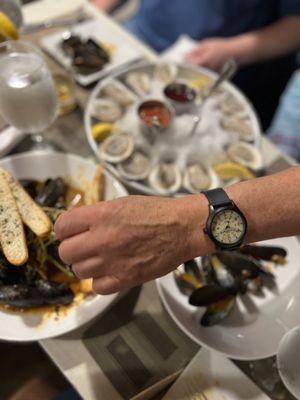 Oysters and mussels. Yum