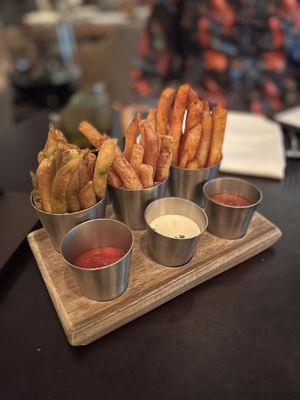 Complimentary trio of fries