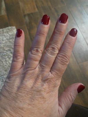 Shellac polish.  Polish is 4 days old.