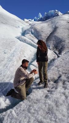 From Fairfax to on top of a glacier in Patagonia, she said yes! Thanks Nupen Jewelers for the incredible engagement ring.