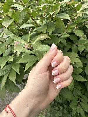 Beautiful almond shape french gel mani. I am so happy with this mani!