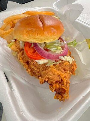 Fried Grouper Fish Sandwich With Fries