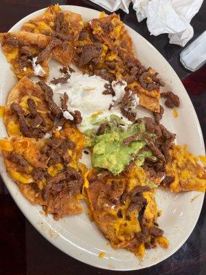 Soggy beef fajita nachos