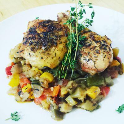 Roasted chicken with ratatouille