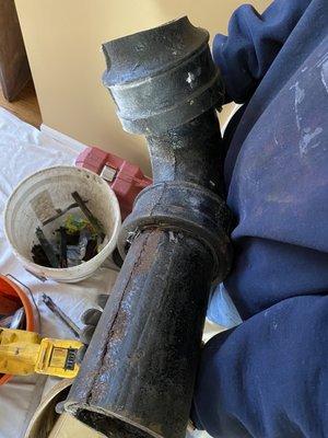 Cracked soil stack pipe