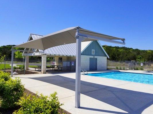 Recent shade structures finished at the Amenity Center at Hidden Canyon in San Antonio.