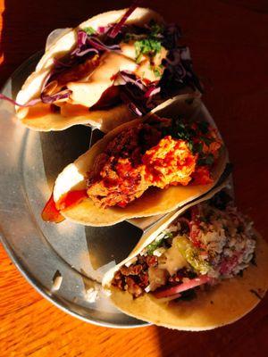 Three Tacos - Carne Asade, Chicken and Cod