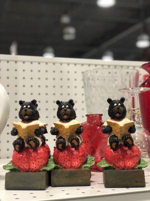 Bears on strawberries candle holders