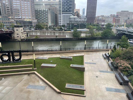 View of the river from the workspaces