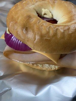 Turkey bagel sandwich