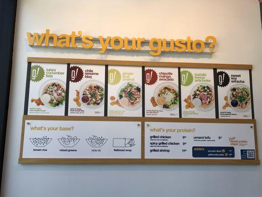 Menu on the wall near the order counter.