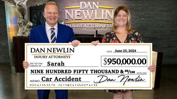 Another huge victory winning $950,000.00 for Sarah! Let me Fight for You! Free Until We Win! Click NewlinLaw.com or Call (407) 888-8000 Now!