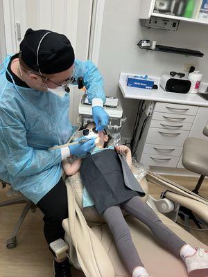 My toddler's first time at a dentist office and she felt so comfortable she wanted to sit all on her own! Thank you Dr. Kazak and team!