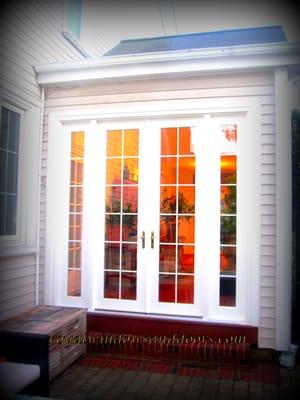 French Patio Doors with two side panels installed on Long Island