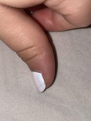 unpainted sides and cracked nail