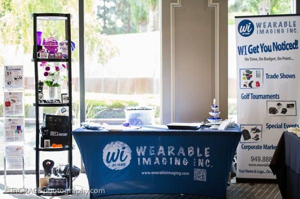 The Wearable Imaging trade show booth. All products shown are done through Wearable Imaging.