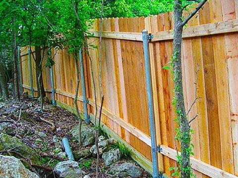 Privacy wooden fence installation