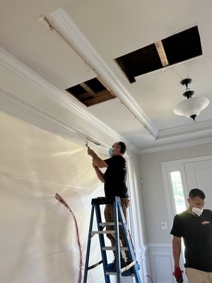 Excellent removal of damaged ceiling and drying was done with equipment in a very professional manner.