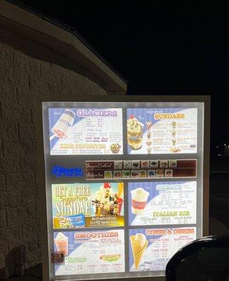 Drive thru menu