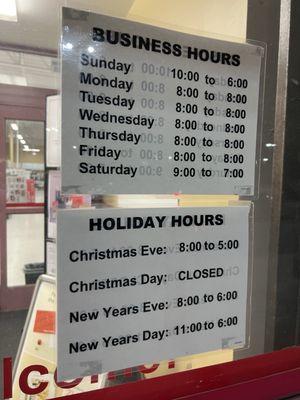 12/17/24 FYI, business hours