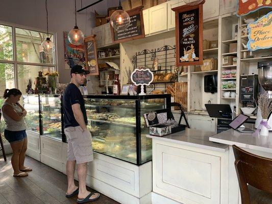 Inside bakery counter