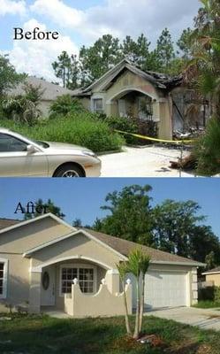 Before and after Exterior of House- Fire