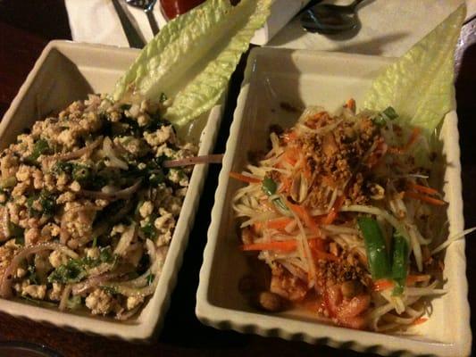 Gai Larb (chicken) salad and -- my favorite -- Sim Tom (green papaya salad)