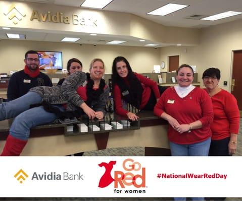 The Shrewsbury Branch showing off their Go Red for Women!