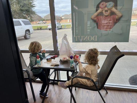 Perfect little table in the corner for me and my toddlers.