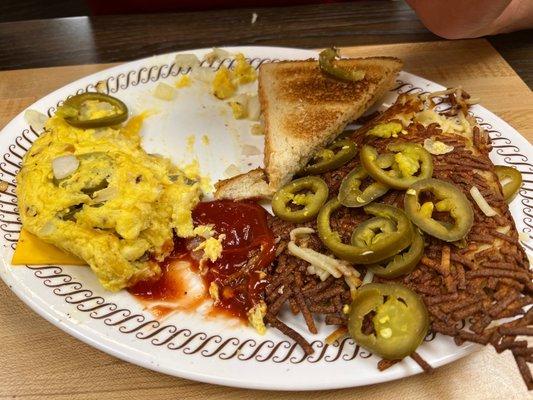 Cheese and jalapeño omelette.