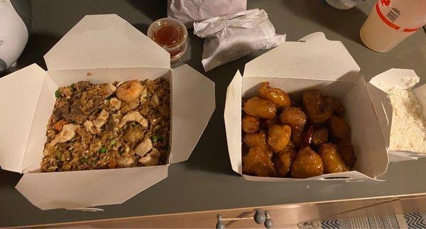 Dragon fried rice & orange chicken