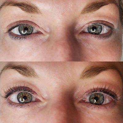 Lash lift before and after