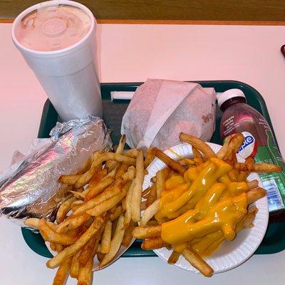 Beef Sandwich Cheese Fries Fresh Cut Fries Cheeseburger Chocolate Milk Shake