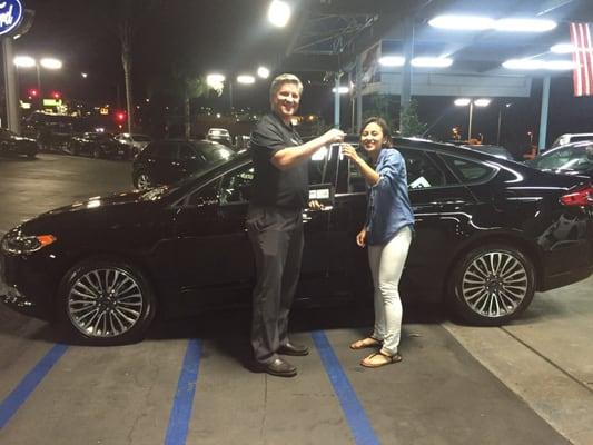 Kevin Sales at Encinitas Ford handed me the keys to my new 2017 Ford Fusion SE!