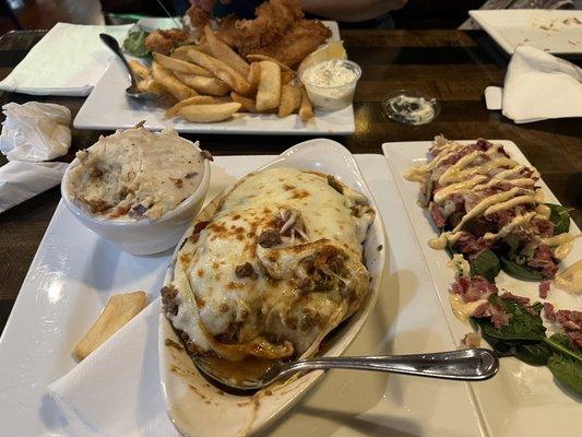 Fish and chips, Ruben sliders, and Shepard's Pie.