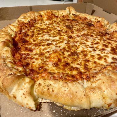 Stuffed crust cheese extra cheese light sauce