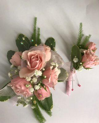 Pink corsage and boutonniere