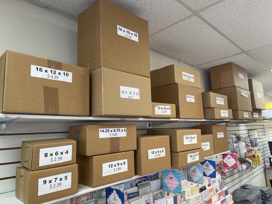 We have more than 70 different sizes of shipping boxes, including frames boxes!