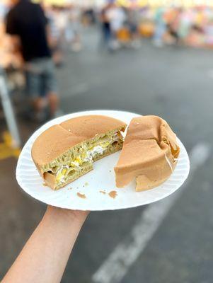 Grilled coconut honeycomb pancake - filled with shredded coconut & mung bean (bánh bò dừa nướng)