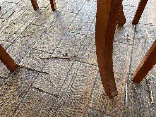 Balconies covered in first and debris and pet hair.