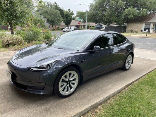 Tesla Model 3 after 30% Ceramic all around (front and rear side windows plus full rear window)