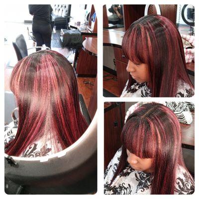 Full weave and color on hair extensions