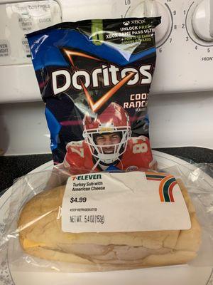 Turkey & Cheese Value Sub with Doritos Cool Ranch 2.75 oz Chips. .